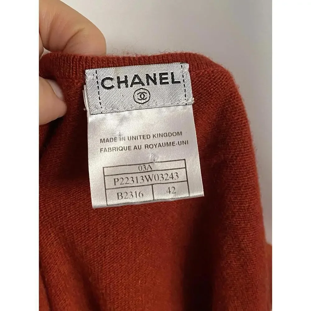 03A Chanel Fall 2003 Vintage Burnt Orange Cashmere Top Tank Knit Shirt  FR-40/42